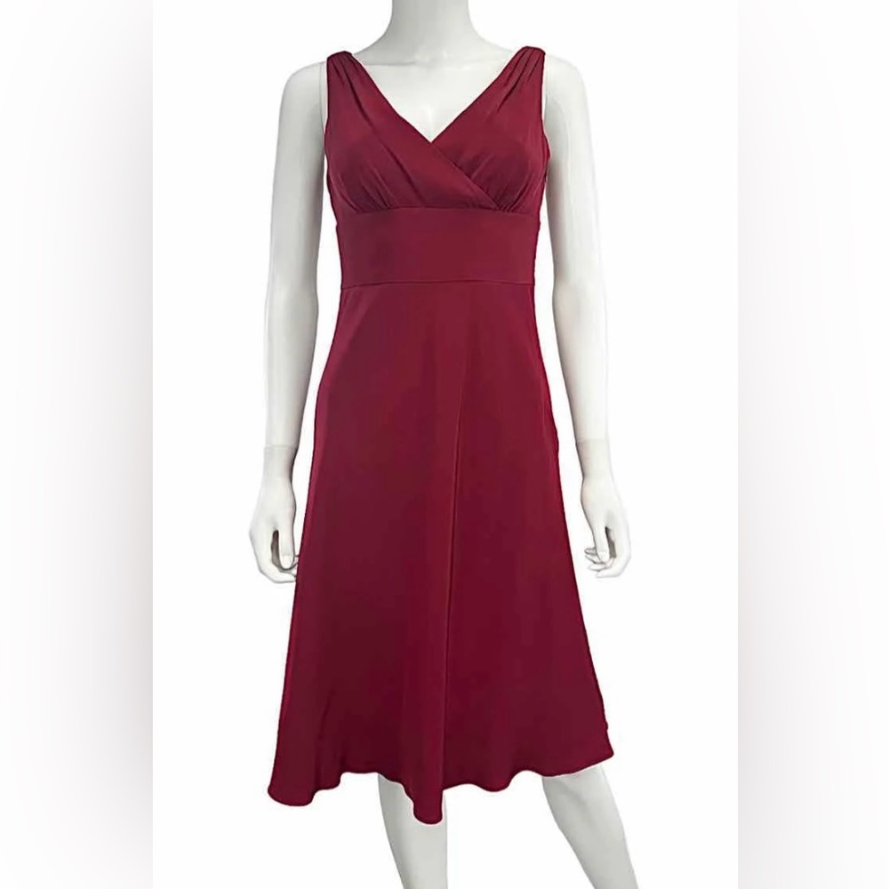 J. Crew Sleeveless Vibrant Red Silk Faux Wrap Dress
